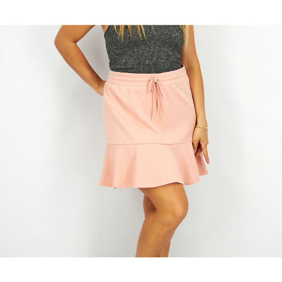 Lauren Ralph Lauren LRL NWT A-Line Drawstring Ruffle Hem Skirt Rose Tan Small - Picture 2 of 11